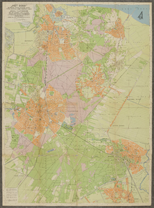 217065 Kaart van het gebied rond Hilversum met het Gooi en de plaatsen Bussum, Huizen, Laren, Baarn en Soest.N.B. Met ...